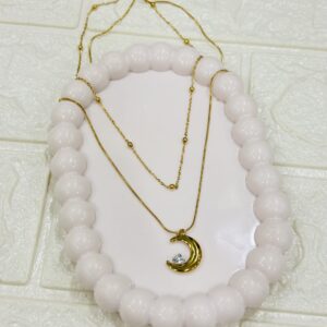 Double Chain Moon Necklace