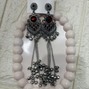Kashmiri Earring Silver(Mahroon)