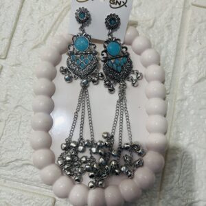 Kashmiri Earring Silver(Blue)
