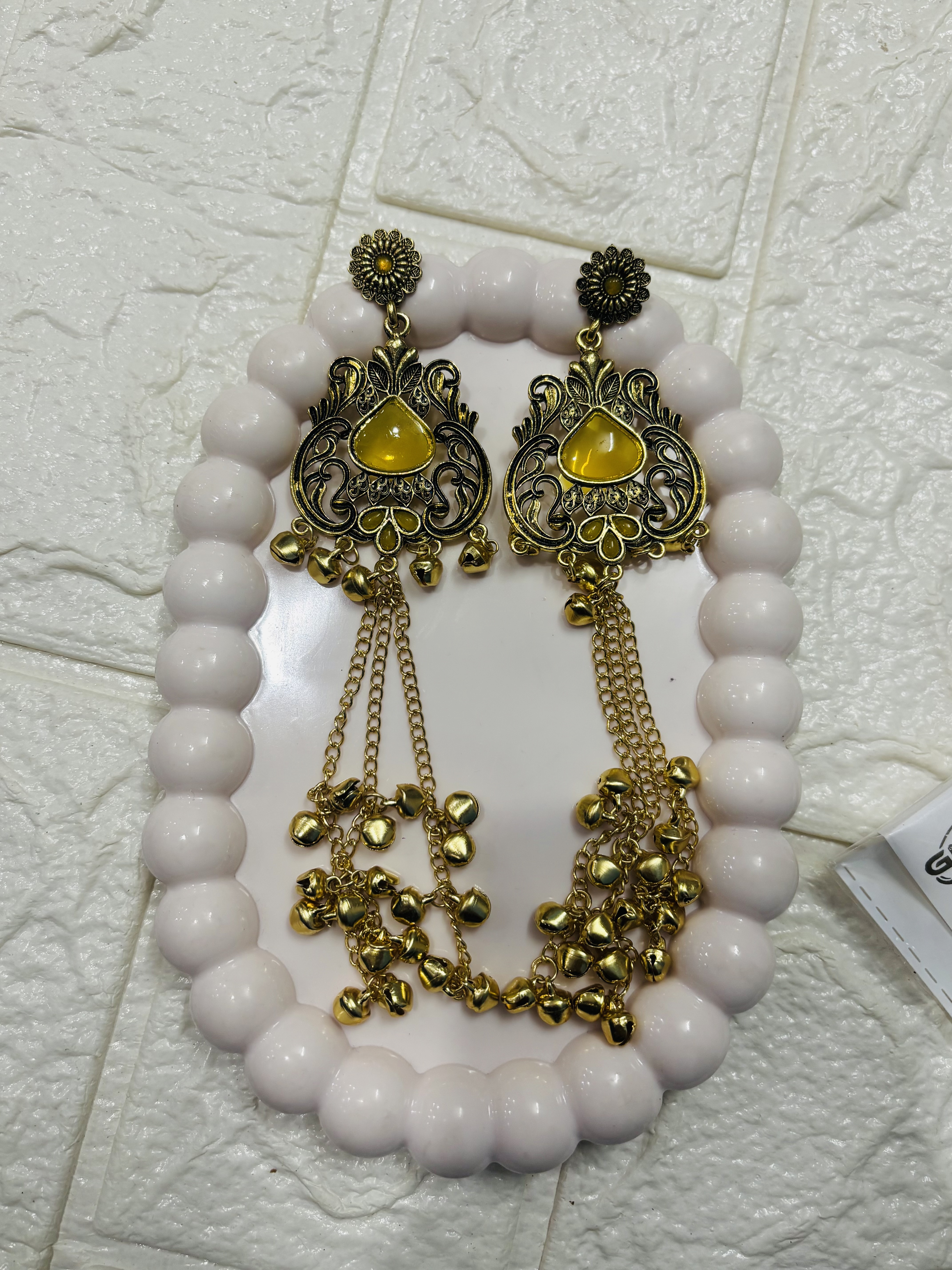 Kashmiri Earring Golden(Yellow)