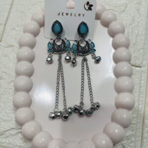 Mini Kashmiri Earring Silver(Blue)