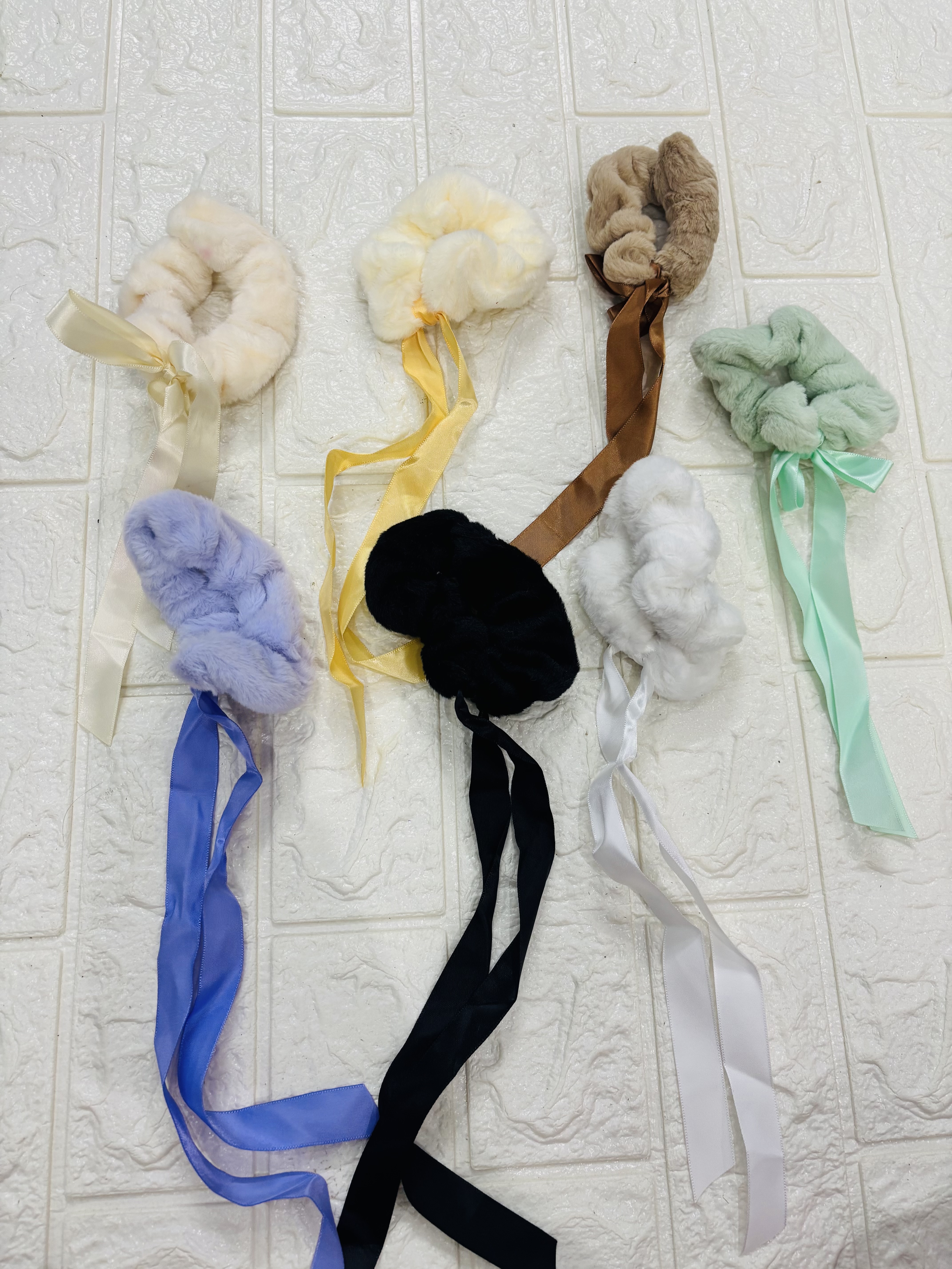 Fur Ribbon Scrunchies