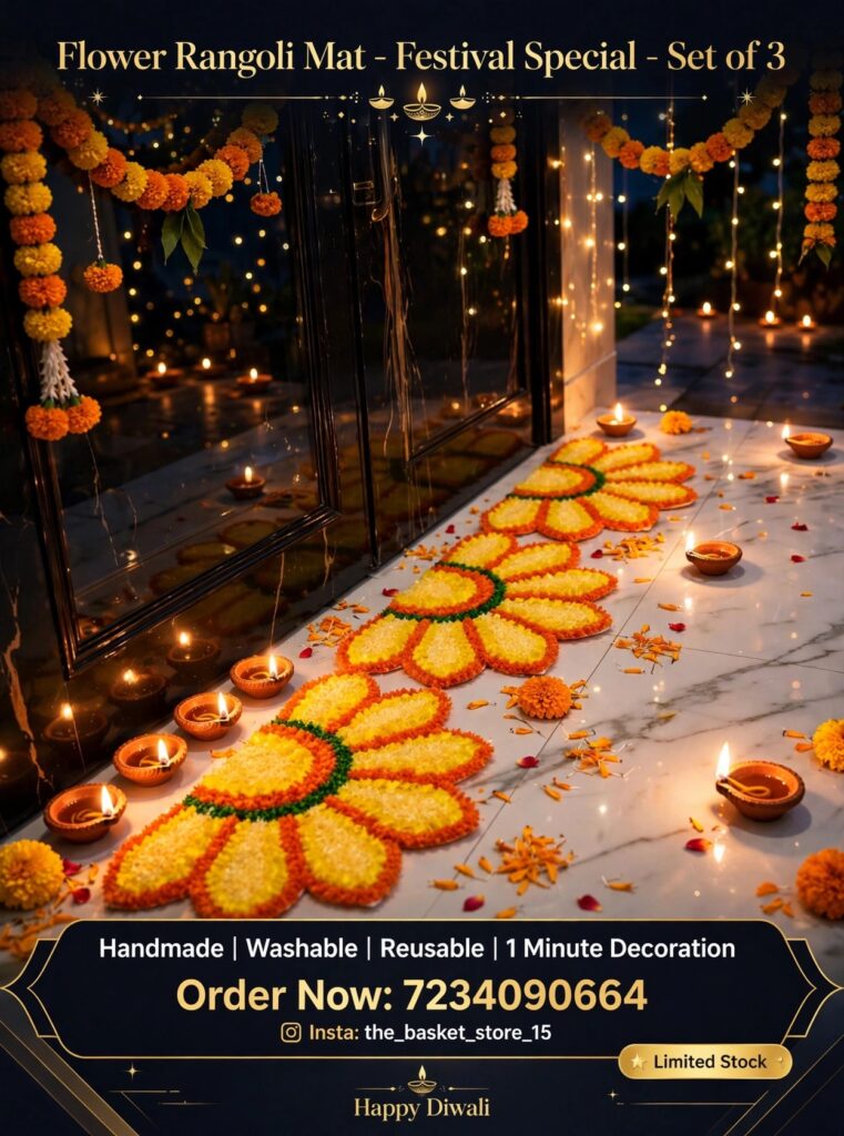 Half Rangoli Mat (Orange)